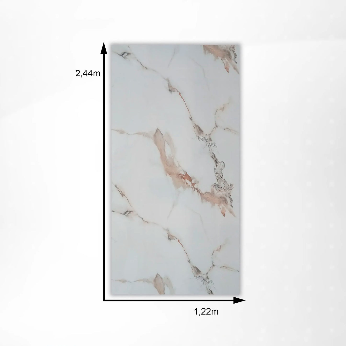 Revestimento Decorativo Premium | Placa Marmorizada Bianco Oro | 2,44m x 1,22m - 2,97m² de cobertura