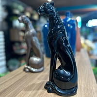 Estátua Pantera sentada | 13x33 | preto ou bronze brilhante.