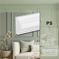 Boiserie arredondado liso de Poliestireno | 4cm x 2,45m