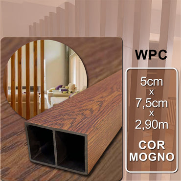 Divisória Leve Decorativa WPC - Mogno | 5cm x 7,5cm x 2,90m