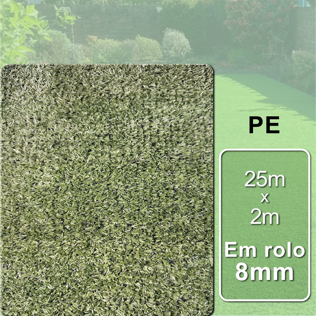 Rolo de Grama sintética/artificial de 8mm | 50m² - vendida em rolo