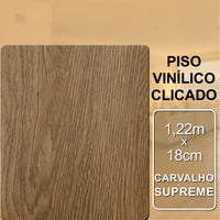 Piso Vinílico clicado - Carvalho Supreme | 1,22m x 18cm | 2,196m² - caixa.