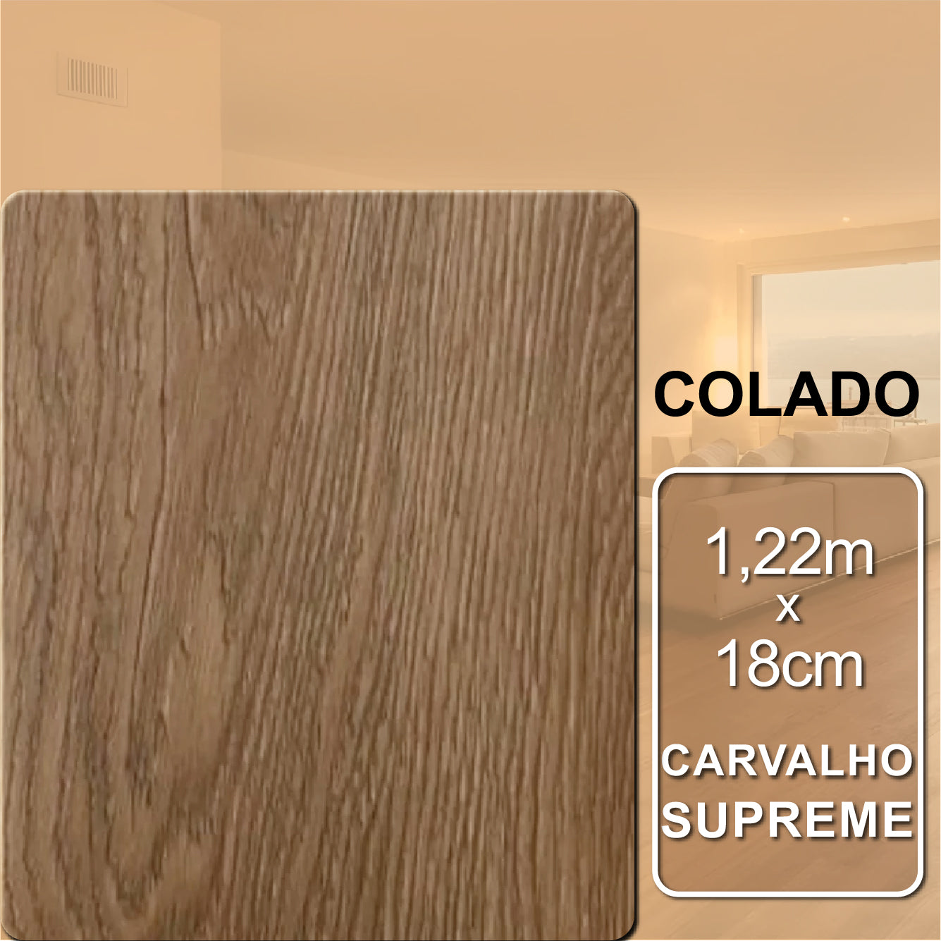 Piso Vinílico colado - Carvalho Supreme | 1,22m x 18cm | 4,645m² - caixa.