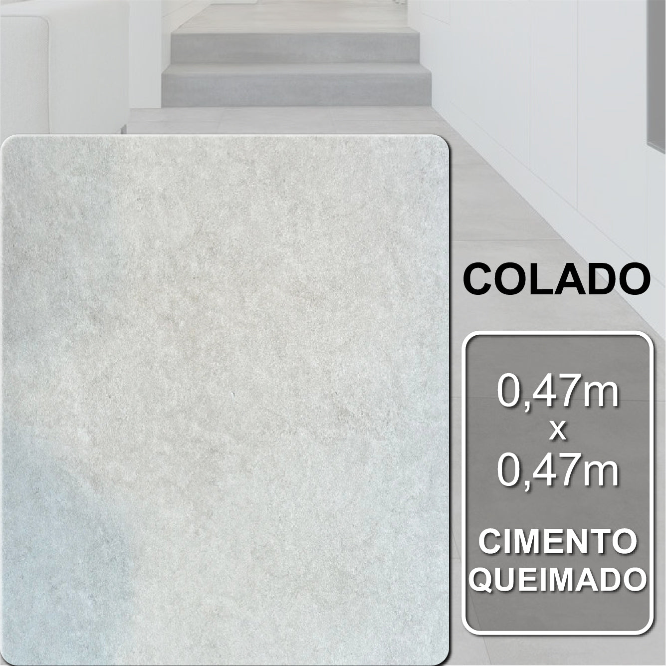 Piso Vinílico colado Cimento Queimado | 3,2m² - caixa.