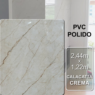 Revestimento Decorativo Premium | Placa Vinílica Flexível Marmorizada Calacatta Crema | 2,44m x 1,22m - 2,97m² de cobertura