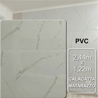 Placa Vinílica Marmorizada Decorativa Flexível Calacatta Matarazzo | 2,44m x 1,22m - 2,97m² de cobertura