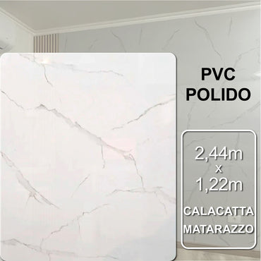 Revestimento Decorativo Premium | Placa Vinílica Marmorizada Flexível Calacatta Matarazzo | 2,44m x 1,22m - 2,97m² de cobertura