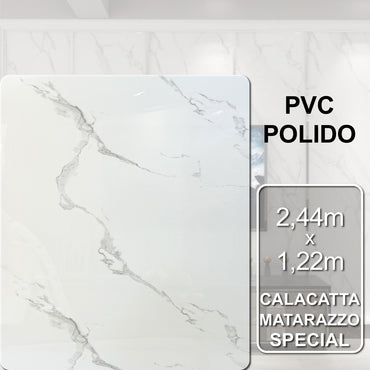 Revestimento Decorativo Premium | Placa Vinílica Flexível  Marmorizada Calacatta Matarazzo Special | 2,44m x 1,22m - 2,97m² de cobertura