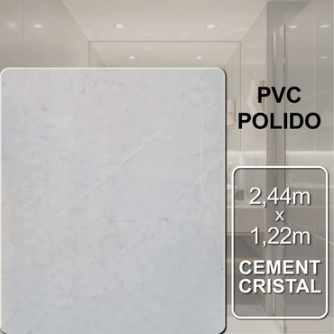 Revestimento Decorativo Premium | Placa Vinílica Flexível Marmorizada Cement Cristal | 2,44m x 1,22m - 2,97m² de cobertura