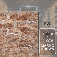 Placa Vinílica Marmorizada Decorativa Flexível Marmo Brown | 2,44m x 1,22m - 2,97m² de cobertura