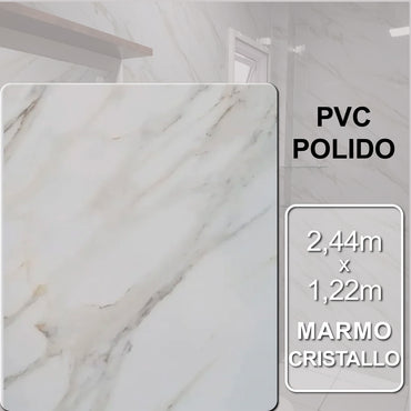 Revestimento Decorativo Premium | Placa Vinílica Flexível  Marmorizada Marmo Cristallo | 2,44m x 1,22m - 2,97m² de cobertura