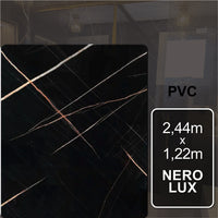 Placa Vinílica Marmorizada Decorativa Flexível Nero Lux | 2,44m x 1,22m - 2,97m² de cobertura