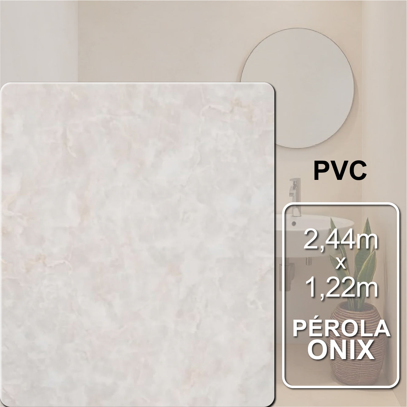 Placa Vinílica Marmorizada Decorativa Flexível Pérola Onix | 2,44m x 1,22m - 2,97m² de cobertura