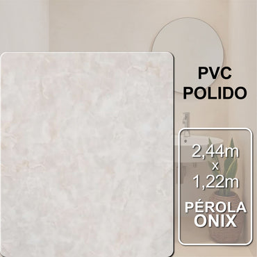 Revestimento Decorativo Premium | Placa Vinílica Flexível  Marmorizada Pérola Onix | 2,44m x 1,22m - 2,97m² de cobertura