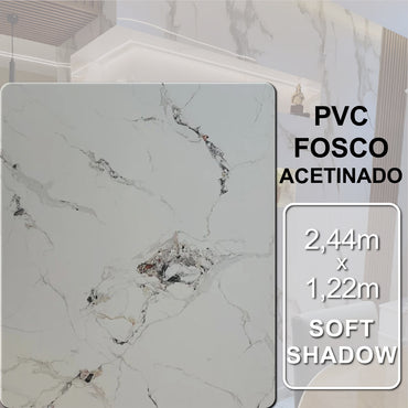 Revestimento Decorativo Premium | Placa Vinílica Flexível Marmorizada Soft Shadow | 2,44m x 1,22m - 2,97m² de cobertura