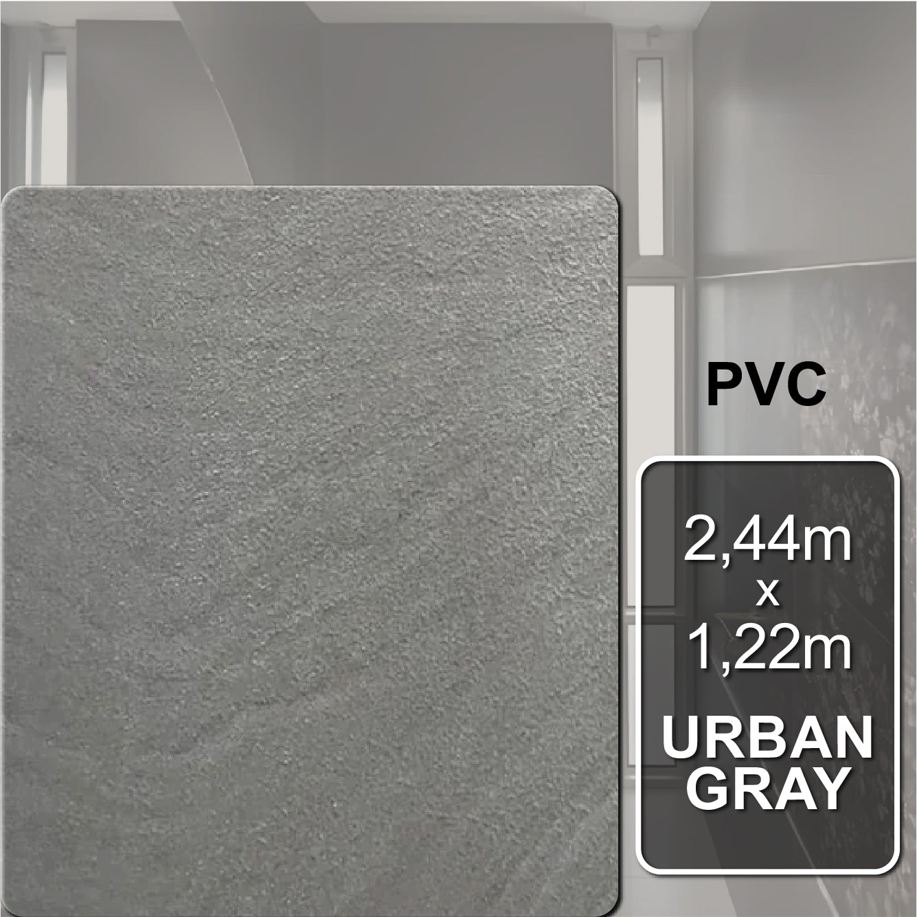 Placa Vinílica Marmorizada Decorativa Flexível Urban Gray | 2,44m x 1,22m - 2,97m² de cobertura