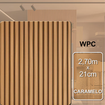 Ripado Interno de WPC - Caramelo | 2,70m x 21cm | 1cm espesura