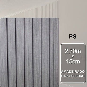 Ripado Interno de Poliestireno - Cinza Escuro | 2,70m x 15cm | 1cm espessura