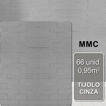 Revestimento Tijolo Semi-Flexível Decorativo - Cinza | 6cm x 24cm | caixa com 66 unidades - 0,95m²