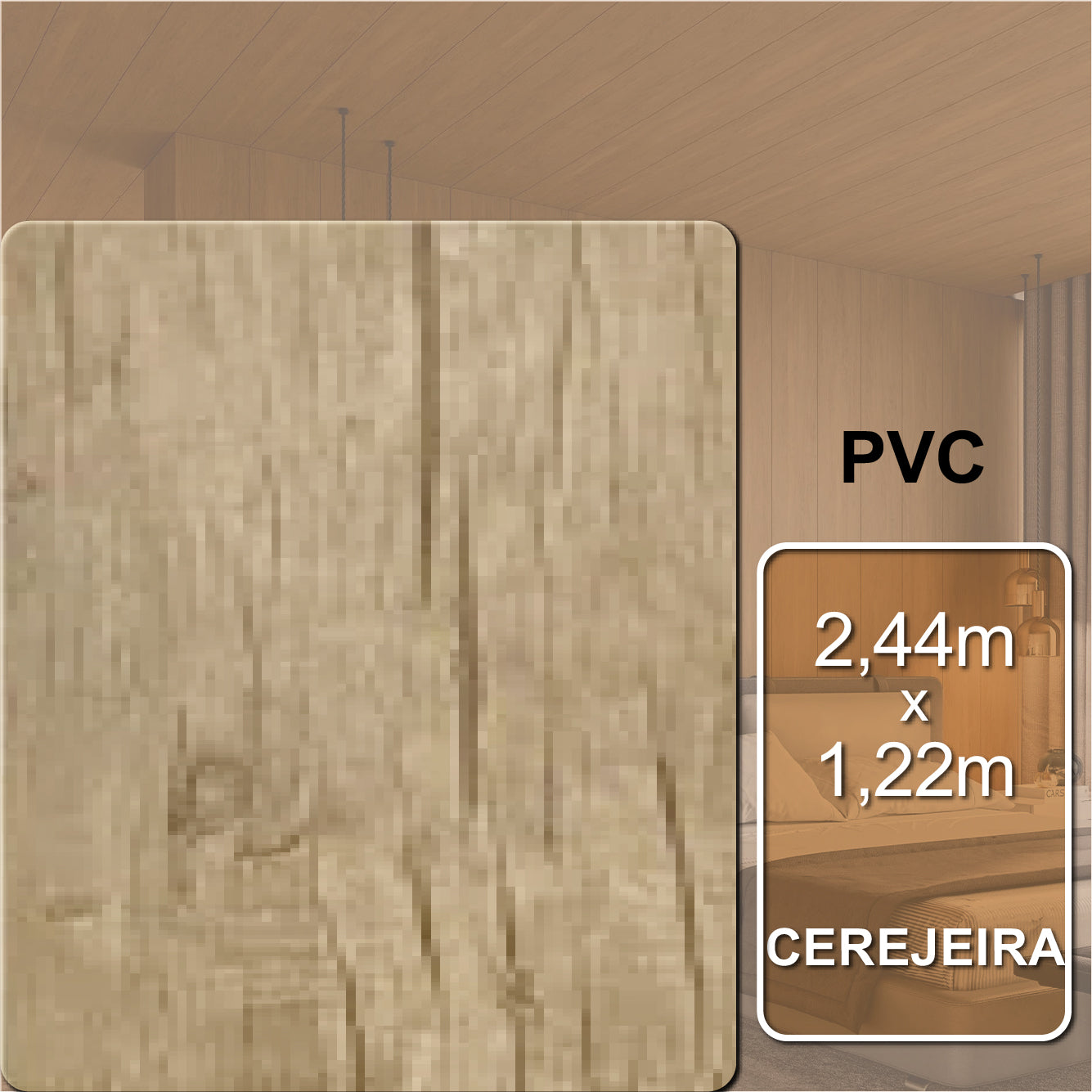 Teto Leve Cerejeira | 2,95m x 0,25m - 0,73m² | 7mm espessura.