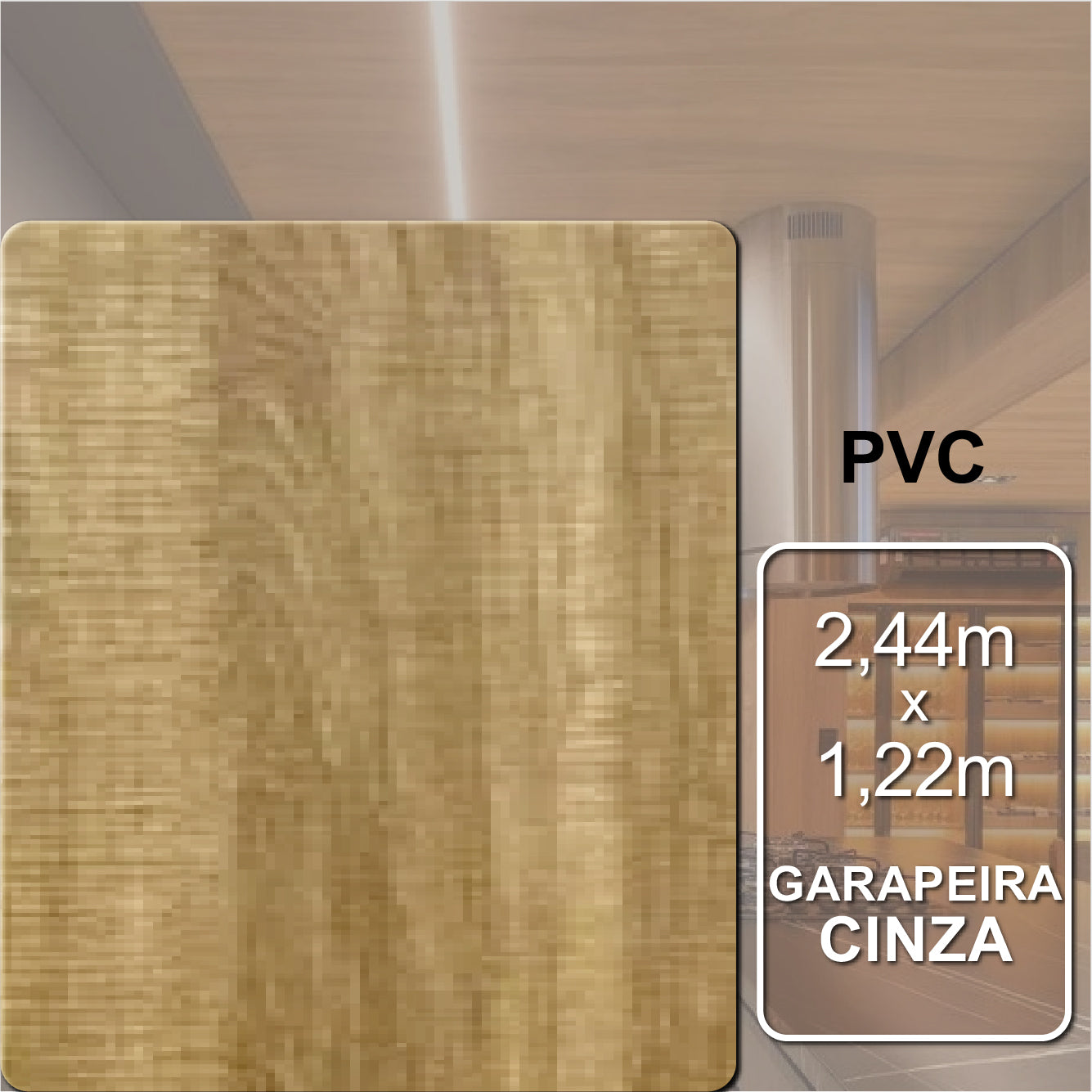 Teto Leve Garapeira Cinza | 2,95m x 0,25m - 0,73m² | 7mm espessura.