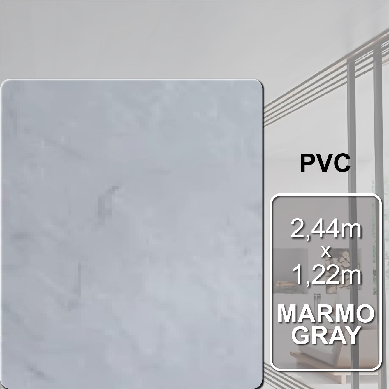 Teto Leve Marmo Gray | 2,95m x 0,25m - 0,73m² | 7mm espessura.