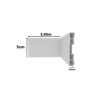 Rodapé Branco Frisado 7cm | PVC | 1cm x 2,45m.