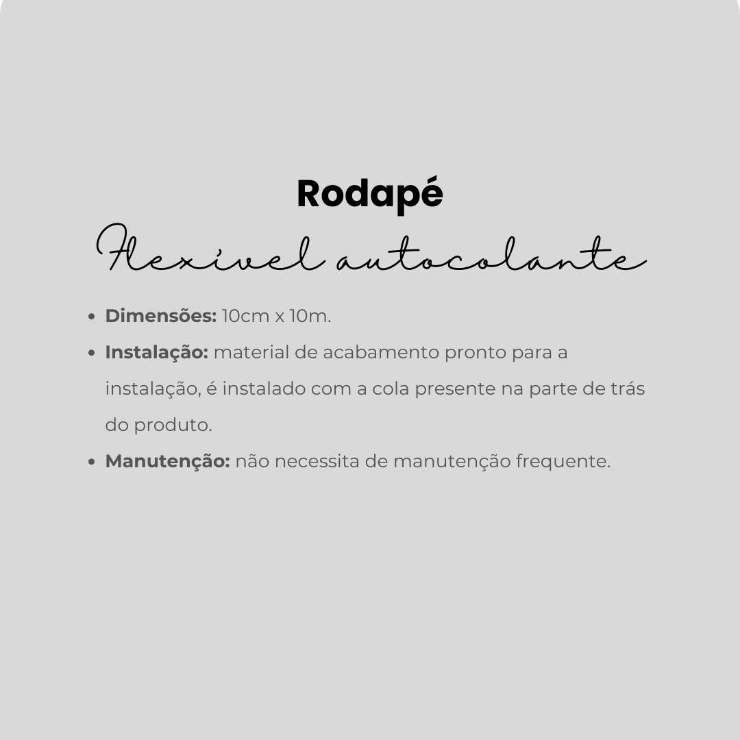 Rodapé Branco 10cm de E.V.A. Flexível Autocolante | 10cm x 10m.