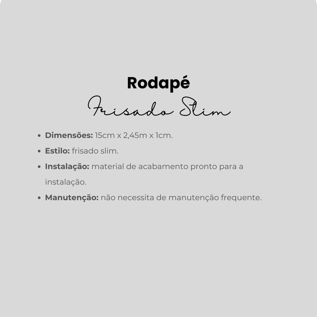 Rodapé Branco Frisado Slim 15cm de Poliestireno | 1cm x 2,45m.