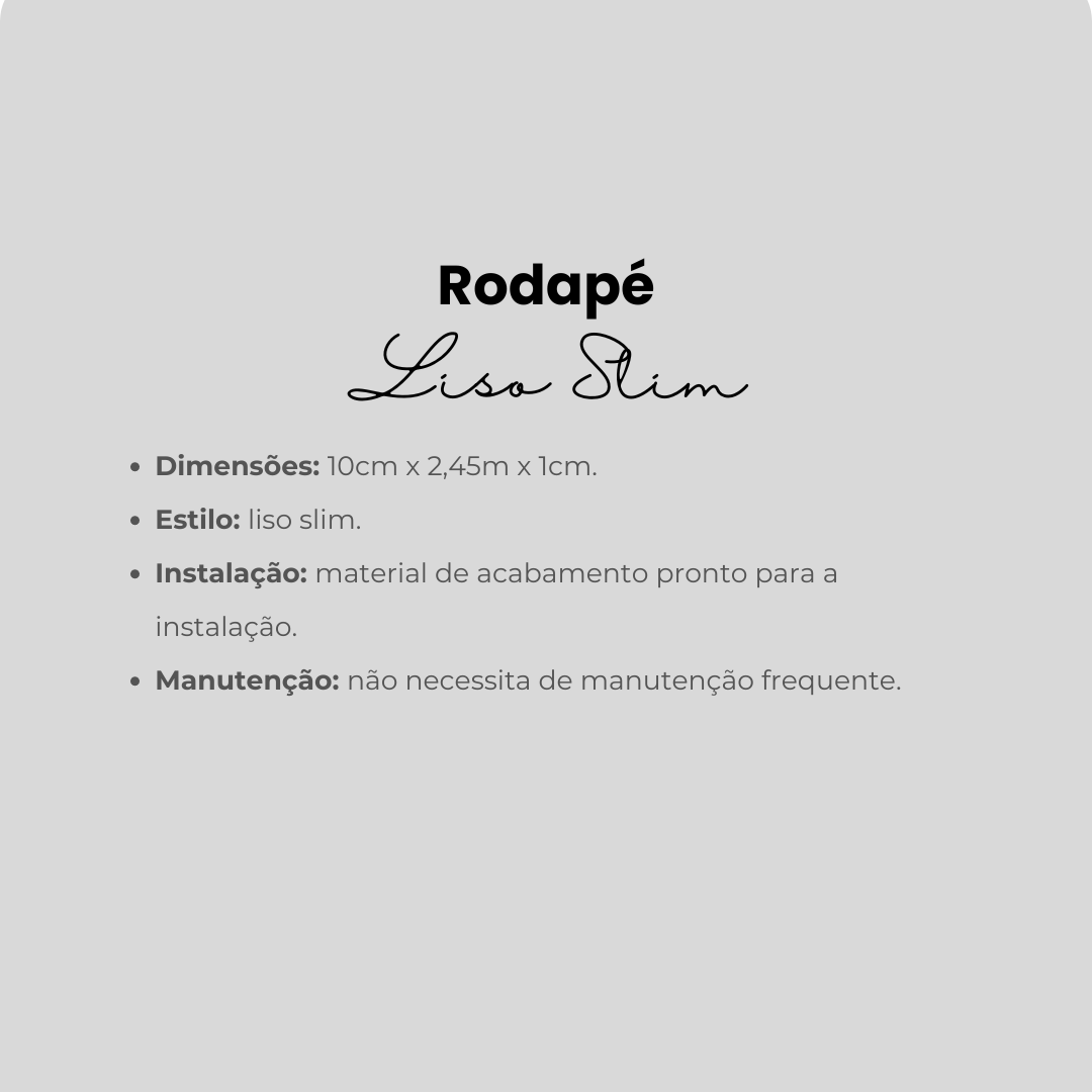 Rodapé Branco Liso Slim 10cm de Poliestireno | 1cm x 2,40m