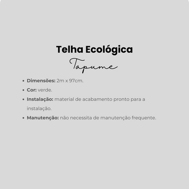 Tapume Ecológico Verde | 2m x 97cm | Onduline.