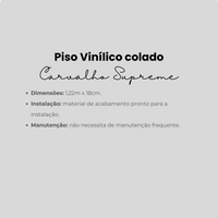 Piso Vinílico colado - Carvalho Supreme | 1,22m x 18cm | 4,645m² - caixa.