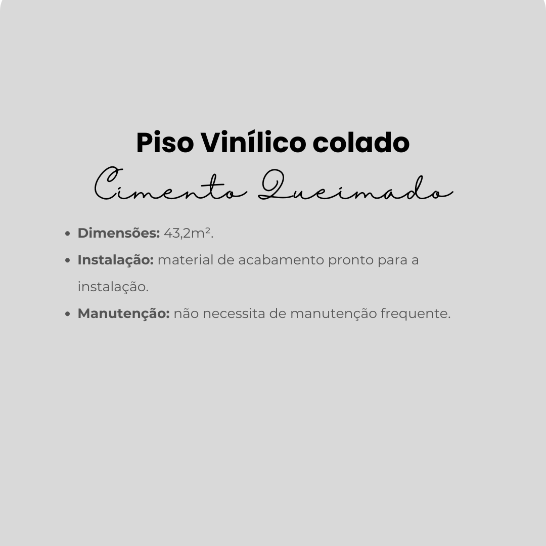 Piso Vinílico colado Cimento Queimado | 47,5cm x 47,5cm | 3,61m² - caixa