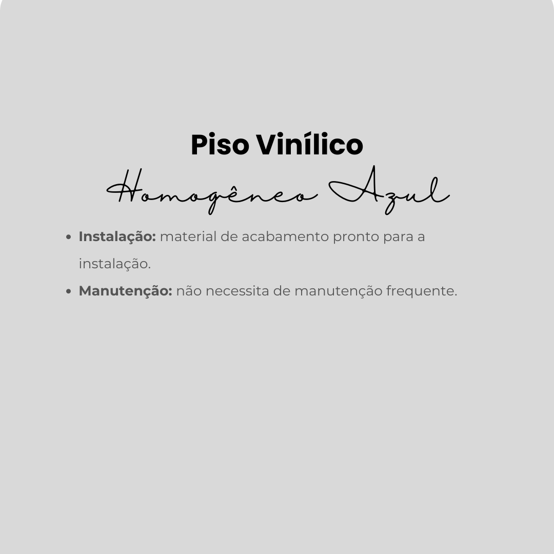 Piso Vinílico homogêneo - Azul | valor/m².