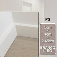 Rodapé Branco Liso 5cm de Poliestireno | 1cm x 2,45m.