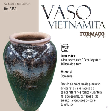 Vaso Vietnamita Grande Marrom | 41cm abertura x 60cm largura x 100cm de altura | ref. 8750