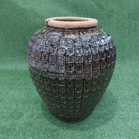 Vaso Vietnamita Médio Quadriculado Marrom Preto | 43cm abertura x 65cm largura x 64cm de altura | ref. 3191C