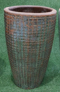 Vaso Vietnamita Médio Copo Marrom Esverdeado | 38cm abertura x 35cm largura x 59cm de altura | ref. 3129A